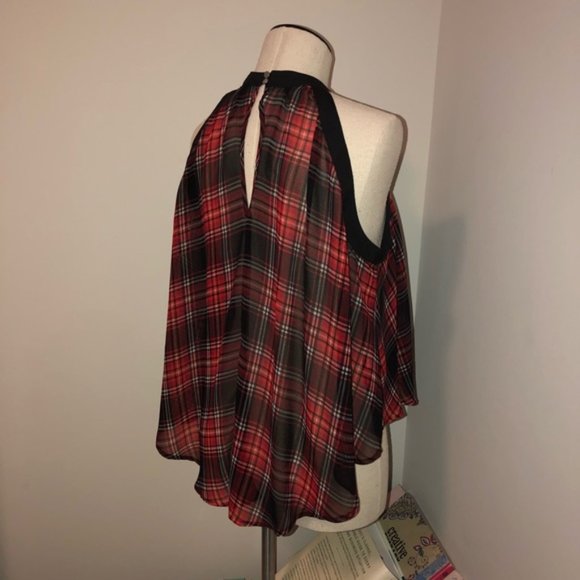 BCBG plaid top sleeveless/halter SMALL- - Picture 5 of 6